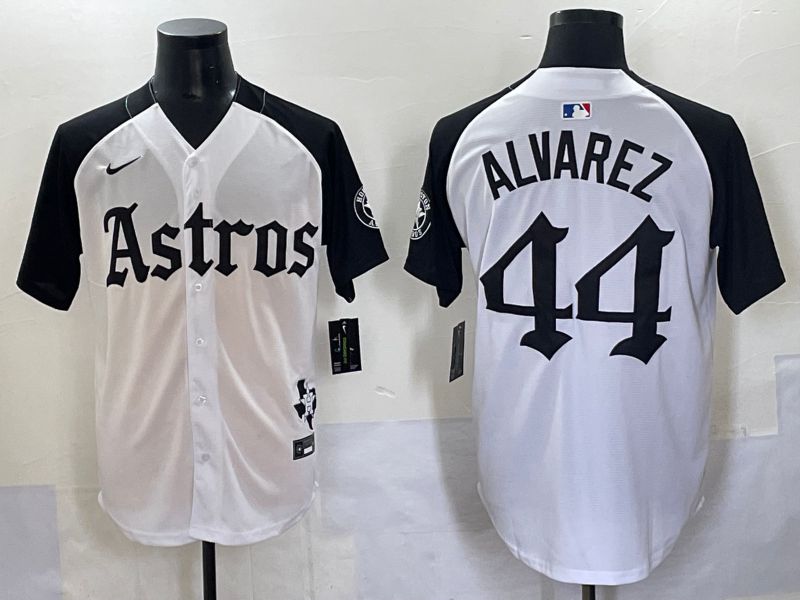 Men 2025 Houston Astros 44 Alvarez White Black Five generations Joint Name Nike MLB Jersey style 1
